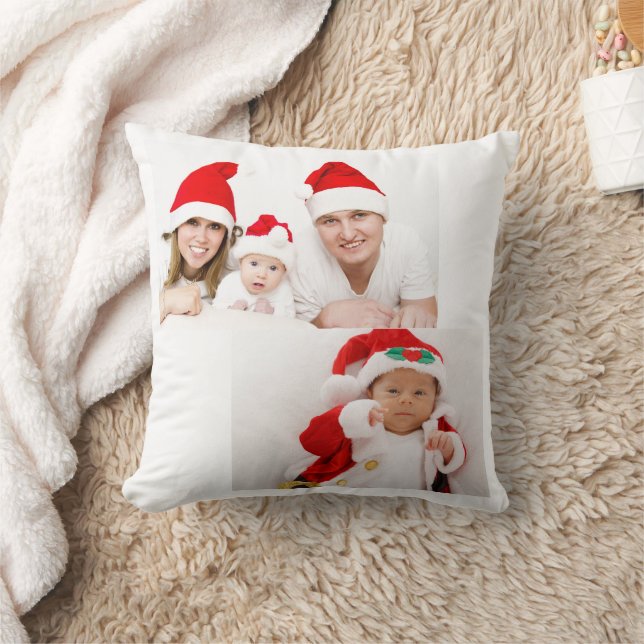 Weihnachten Personalisierte Familienfoto Collage S Kissen (Decke)