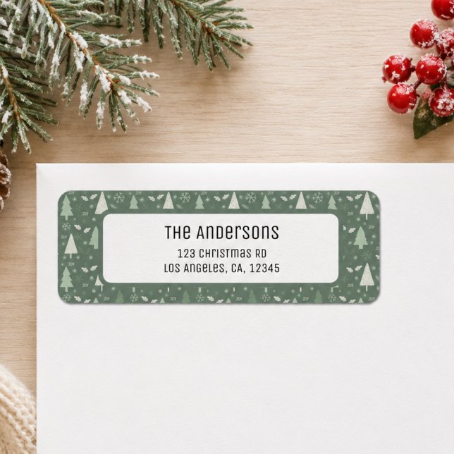 Weihnachten Personalisierte Salbeigrüne Rücksendea (Christmas Personalized Sage Green Return Address Label)