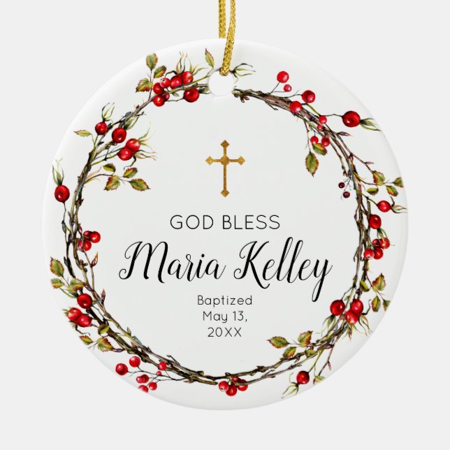 Weihnachten Personalisierte Taufkirche Keramik Ornament (Vorne)