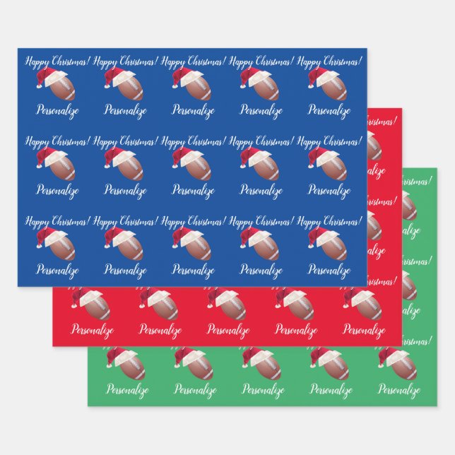 Weihnachten Personalisierter amerikanischer Fußbal Geschenkpapier Set (Set)