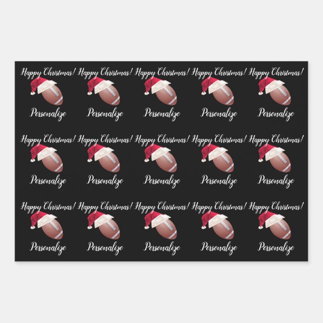 Weihnachten Personalisierter amerikanischer Fußbal Geschenkpapier Set (Vorderseite)