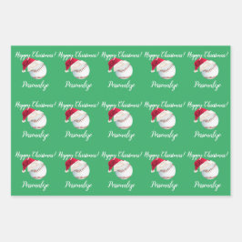 Weihnachten Personalisierter Baseball Sport Weihna Geschenkpapier Set