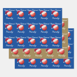 Weihnachten Personalisierter Cricket Ball     Sant Geschenkpapier Set