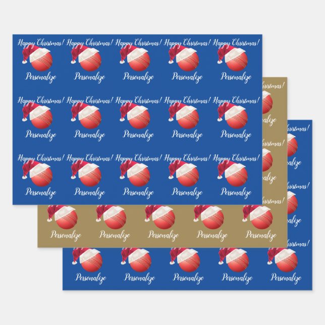 Weihnachten Personalisierter Cricket Ball     Sant Geschenkpapier Set (Set)