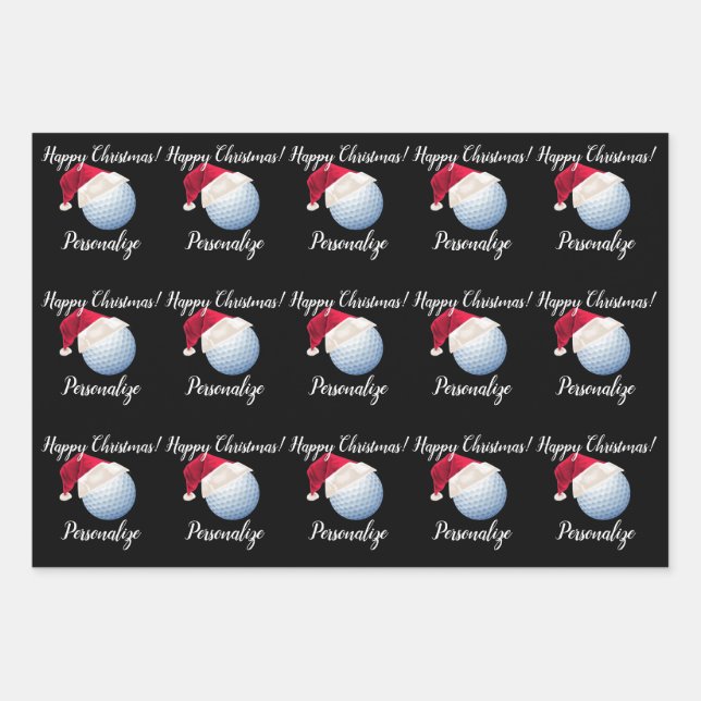 Weihnachten Personalisierter Golf Ball Sport Geschenkpapier Set (Vorderseite)