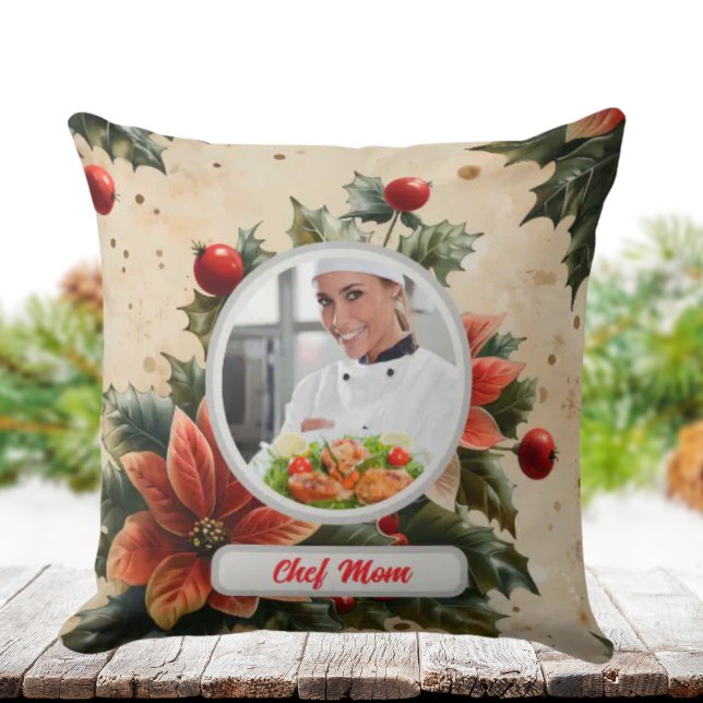 Weihnachten Personalisierter Koch Mama Foto Kissen (Von Creator hochgeladen)