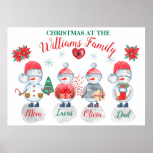Weihnachten personalisierter Name Kunstschneefahre Poster