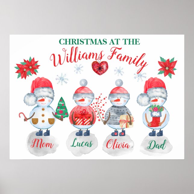 Weihnachten personalisierter Name Kunstschneefahre Poster (Vorne)