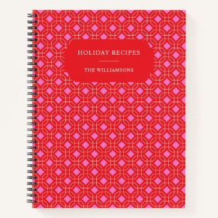 Weihnachten Personalisiertes Retro-Rotes Rezept fü Notizbuch