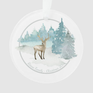 Weihnachten Personalisiertes Waldland Winterhirsch Ornament