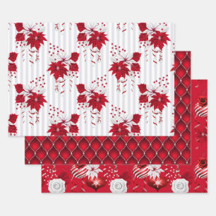 Weihnachten Pfefferminz   Weihnachtsstern Zuckerhu Geschenkpapier Set