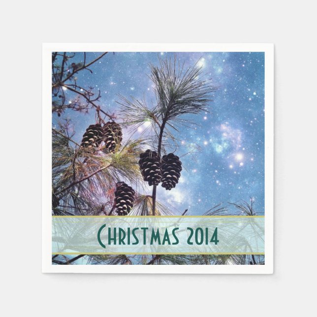 Weihnachten Pine cones unter einem Sternenhimmel Serviette (Vorderseite)