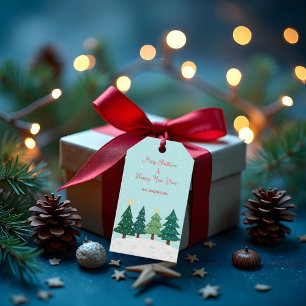 Weihnachten Pine Forest Tree Frohe Weihnachten Geschenkanhänger