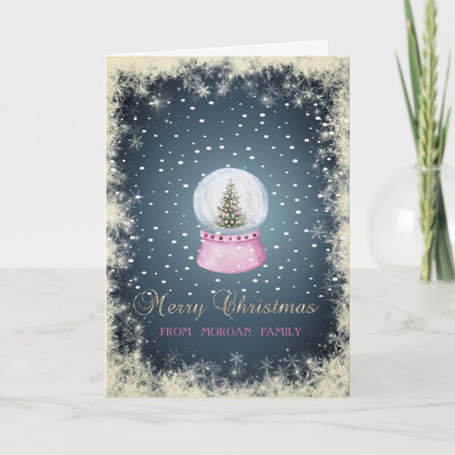 Weihnachten Pine Tree Globe, Snow Holiday Card (Vorderseite)