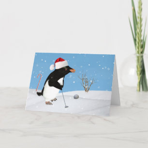 Weihnachten, Pinguin Playing Golf Feiertagskarte