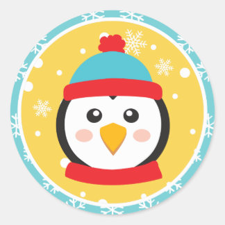 Weihnachten - Pinguinkleber (rund) Runder Aufkleber