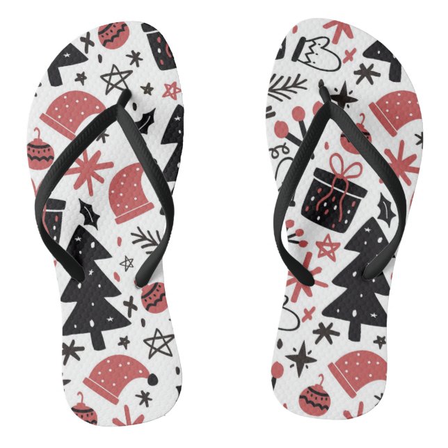 Weihnachten Pink Black Holidays Stilvoll Flip Flops (Fußbett)