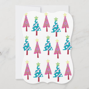Weihnachten Pink & Blue Trees Flat Grußkarte Karte