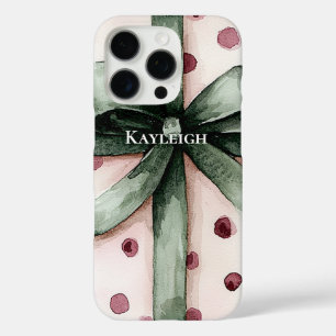 Weihnachten Pink Dots Grüne Schleife & Bow iPhone 16 Pro Hülle