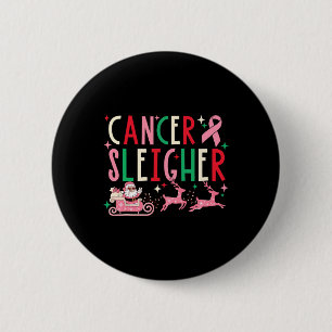 Weihnachten Pink Ribbon Santa Sleigh Rentier Button