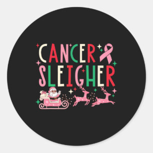 Weihnachten Pink Ribbon Santa Sleigh Rentier Runder Aufkleber