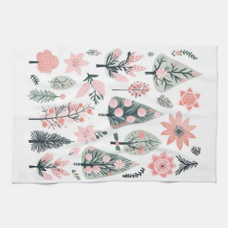 Weihnachten Pink Tree Abstrakt Doodles Geschirrtuch