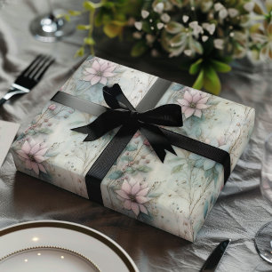 Weihnachten Pink und Blau Poinsettia Floral Geschenkpapier Set