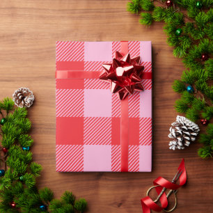 Weihnachten Pink und Rot Buffalo Kariert Geschenkpapier