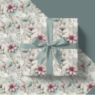 Weihnachten Pink und Silber Poinsettie Blumenschmu Geschenkpapier