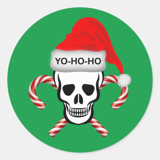 Weihnachten, Piratenschädel Runder Aufkleber (Vorderseite)