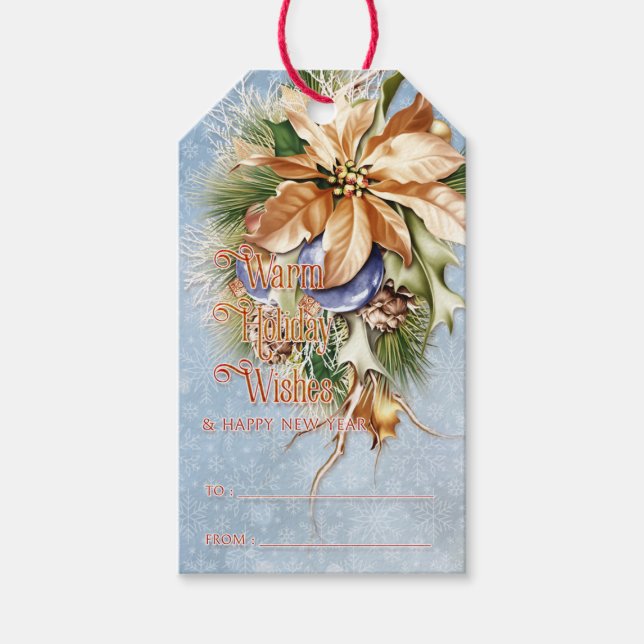 Weihnachten Poinsetta Warm Holiday wünscht Geschen Geschenkanhänger (Vorderseite)