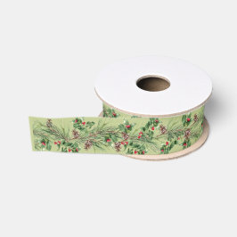 Weihnachten Poinsettia Berries und Branchen Ripsband
