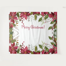 Weihnachten Poinsettia Blumenzelt - Stand Hintergr Wandteppich