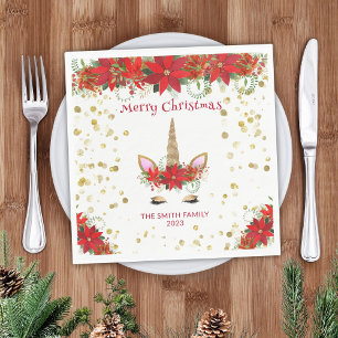 Weihnachten Poinsettia Einicorn mit Party vom Rote Serviette