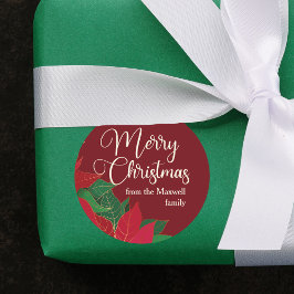 Weihnachten Poinsettia Elegantes Geschenk für den  Runder Aufkleber