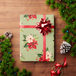 Weihnachten Poinsettia Floral mit Elegant Botanisc Geschenkpapier