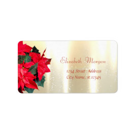 Weihnachten-Poinsettia, Gold Adressaufkleber
