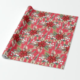 Weihnachten Poinsettia Rote Grüne Klassische Elega Geschenkpapier