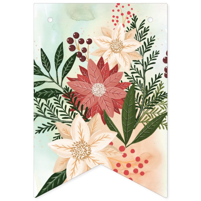Weihnachten Poinsettia Splendor Holiday Wimpelkette (Erste Fahne)
