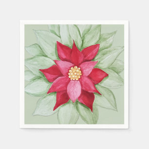 Weihnachten Poinsettia Wasserfarbe Handgemalt Serviette
