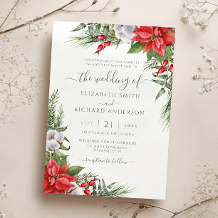 Weihnachten Poinsettia Winter Greenerity Wedding Einladung