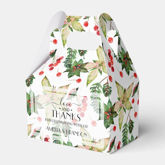 Weihnachten Poinsettias und Berries Geschenkschachtel (Vorderseite)