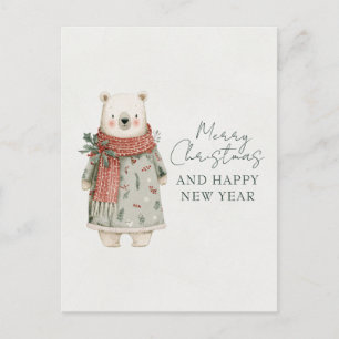 Weihnachten Polarbär Wasserfarbe Postkarte