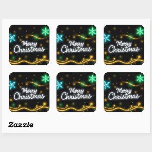 Weihnachten Populäre Neon Holiday Collection Quadratischer Aufkleber