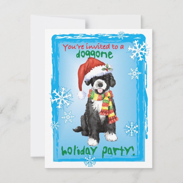 Weihnachten Portugiesischer Wasserhund Einladung (Vorderseite)