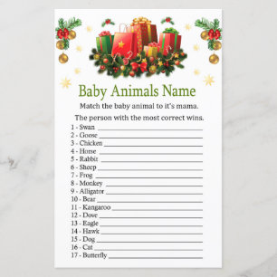Weihnachten präsentiert Baby Animals Name Game