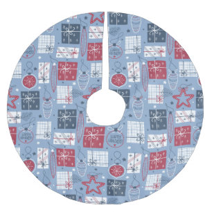 Weihnachten präsentiert Red White Blue festliche D Polyester Weihnachtsbaumdecke