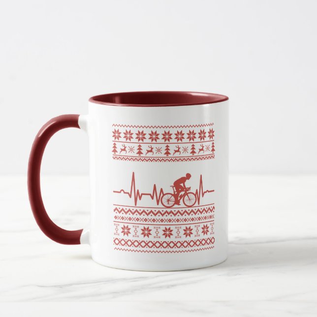 Weihnachten Pullover auf dem Fahrrad Tasse (Links)