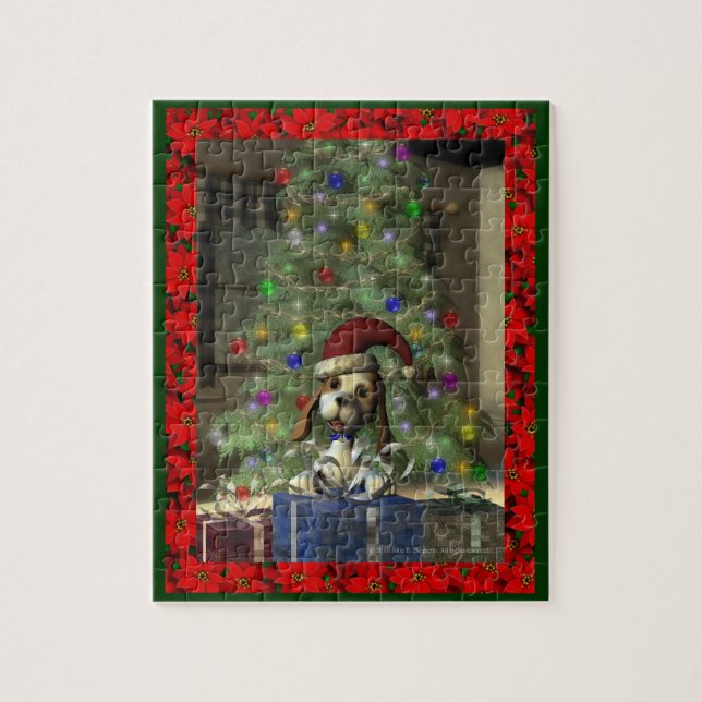 Weihnachten Puppy Puzzle (Vertikal)