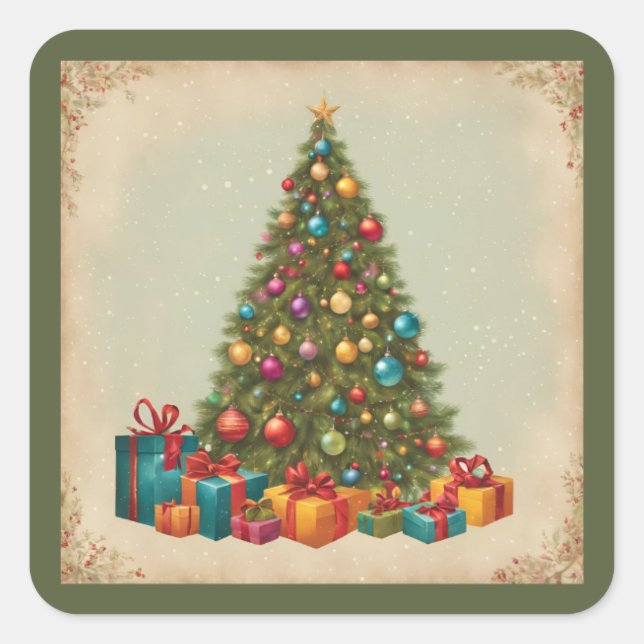 Weihnachten Quadratischer Aufkleber (Vorderseite)